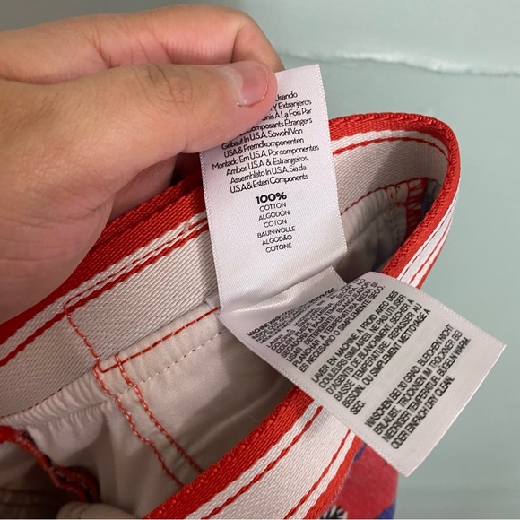 MOTHER The Let It Rip Maven Sneak Pop Art Poppies Floral Blue Red Sz 27 Wide Leg - Picture 7 of 7